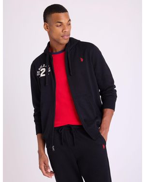 U.S. POLO ASSN. Full Zip Fleece Hoodie With Chest Applique - Red