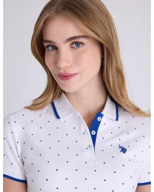 U.S. POLO ASSN. Dot Print Pique Polo Shirt - White