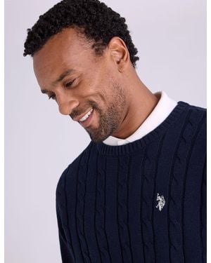 U.S. POLO ASSN. Cable Crew Neck Sweater - Blue