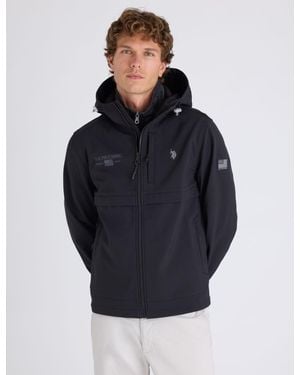 U.S. POLO ASSN. Bonded Softshell Flag Trek Jacket - Blue