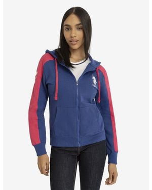 U.S. POLO ASSN. Side Stripe Full Zip Hoodie - Blue