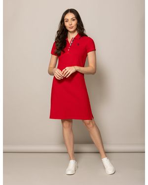 U.S. POLO ASSN. Tipped Polo Dress - Red