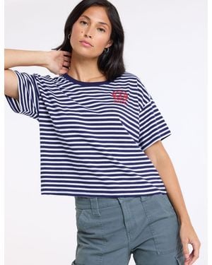 U.S. POLO ASSN. Horizontal Stripe Easy Crew Neck T-Shirt - Blue