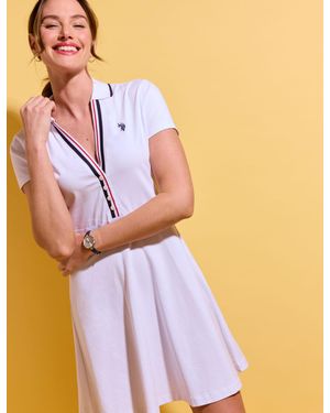 U.S. POLO ASSN. Signature Stripe Trim Swing Polo Dress - Purple