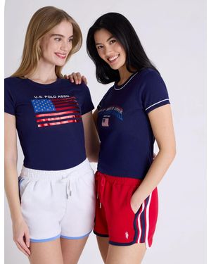 U.S. POLO ASSN. Drawstring Dolphin Hem Shorts - Blue
