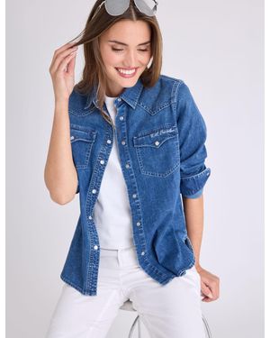 U.S. POLO ASSN. Long Sleeve Denim Western Shirt - Blue
