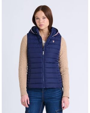 U.S. POLO ASSN. Signature Stripe Vest With Hood - Blue