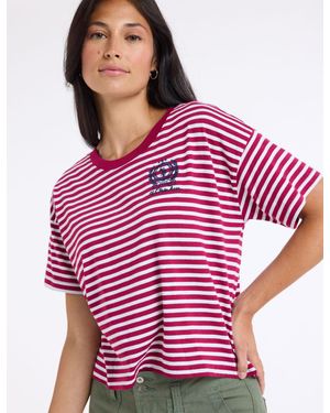 U.S. POLO ASSN. Horizontal Stripe Easy Crew Neck T-Shirt - Red