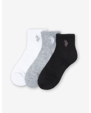 U.S. POLO ASSN. Ladies 6Pk Core Assorted Quarter Crew Socks - Gray