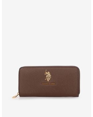 U.S. POLO ASSN. Large Zip Around Wallet - Brown