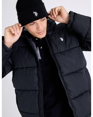 U.S. POLO ASSN. Solid Quilted Channel Puffer Jacket - Black