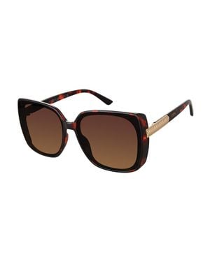 U.S. POLO ASSN. Oversized Geometric Mod Icon Sunglasses - Brown
