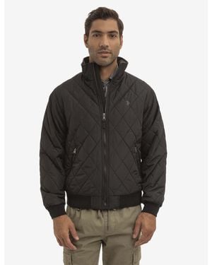 U.S. POLO ASSN. Diamond Quilted Fleece Jacket - Black