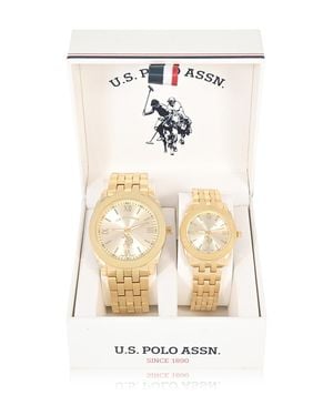 U.S. POLO ASSN. His And Hers Link Watch Set - White