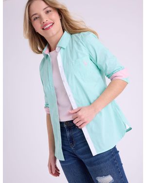 U.S. POLO ASSN. Striped Poplin Long Sleeve Shirt - Blue