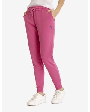 U.S. POLO ASSN. Fleece High Waisted Logo Jogger - Pink