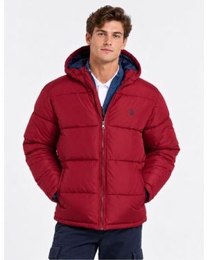 U.S. POLO ASSN. Solid Quilted Channel Puffer Jacket - Red