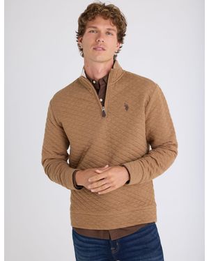 U.S. POLO ASSN. 1/4 Zip Quilted Knit Pullover - Multicolor