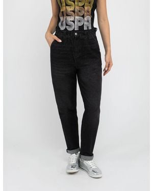 U.S. POLO ASSN. High Rise Paperbag Cropped Jeans - Black