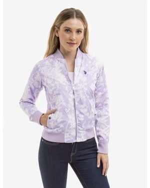U.S. POLO ASSN. Printed Zip Front Bomber Jacket - Purple