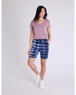 U.S. POLO ASSN. Drawstring Tie Dye Bermuda Shorts - Blue