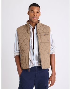 U.S. POLO ASSN. Diamond Quilt Vest With Corduroy Collar - Blue