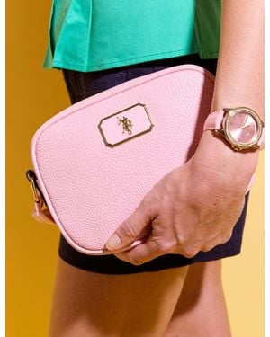 U.S. POLO ASSN. Enamel Plate Classic Zip Crossbody Bag - Black
