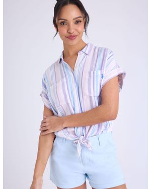 U.S. POLO ASSN. Tie Front Stripe Dolman Shirt - White