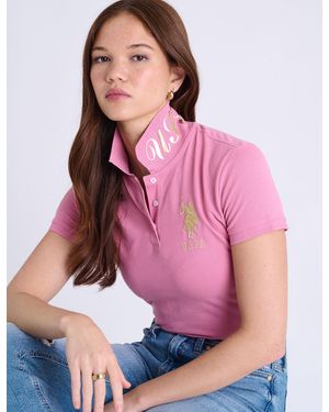 U.S. POLO ASSN. Uspa Metallic Print Polo Shirt - Pink