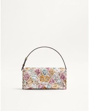 Valentino Garavani ヴァレンティノ ガラヴァーニ ヴェイン ソフト ロンベルエンブロイダリー スモール ショルダーバッグ 女性 マルチカラー - ナチュラル