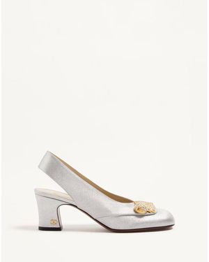 Valentino Garavani アダマンティン グリッターファブリック スリングバック パンプス 60mm 女性 シルバー - ホワイト