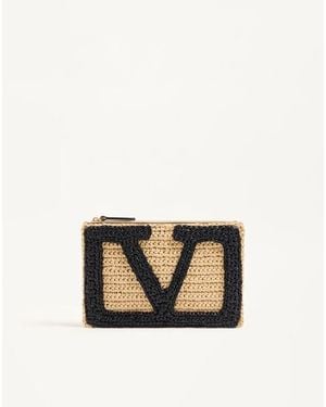 Valentino Garavani ヴィヴァ スーパースター シンセティックラフィア ポーチ 女性 ナチュラル