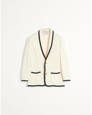 Valentino トーションパイピング ウール X コットン シングルブレスト ジャケット おとこ バター/インディゴ - ナチュラル