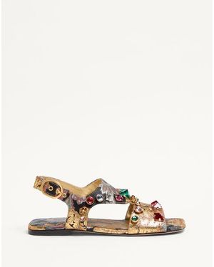 Valentino Garavani プレシューズ アプレリヴェールジャカードファブリック クリスタル サンダル 5mm 女性 マルチカラー - ナチュラル