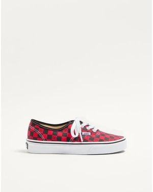 Valentino Garavani ヴァレンティノガラヴァーニ X Vans コラボレーション Vロゴ チェッカーボードプリントファブリック ロートップスニーカー 女性 ピュアレッド/ブラック - ホワイト