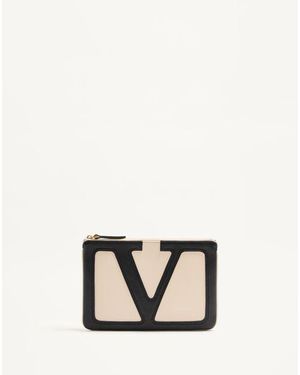 Valentino Garavani ヴィヴァ スーパースター ナッパレザー ポーチ 女性 バター/ブラック - ナチュラル