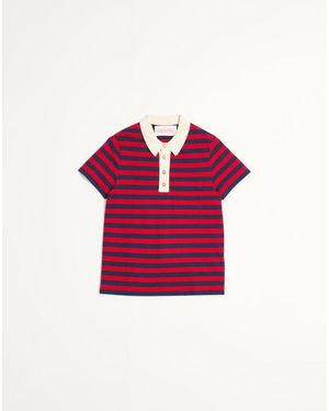 Valentino コットンポロシャツ おとこ レッド/インディゴ