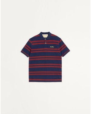 Valentino シェ ヴァレンティノエンブロイダリー コットンピケ ポロシャツ おとこ ブルー/レッド