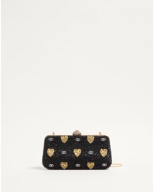 Valentino Garavani キャリー シークレット クール ド クール モチーフ ラインストーン ミノディエール 女性 ブラック/ゴールド/クリスタル - ホワイト