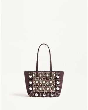 Valentino Garavani ヴァレンティノ ガラヴァーニ ネルコート ミニ エンブロイダリー トート 女性 テスタディモロ - ホワイト