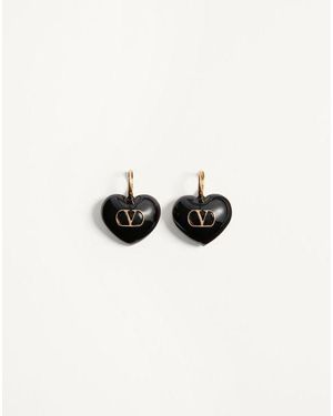 Valentino Garavani クール ロイヤル メタル X エナメル ピアス 女性 ゴールド/ブラック - ホワイト