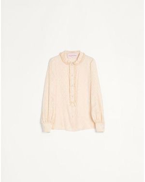 Valentino トゥッタラ V シルクジャカード シャツ 女性 バーチ - ナチュラル