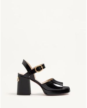 Valentino Garavani フォーセット ポリッシュドカーフスキン プラットフォームサンダル 100mm 女性 ブラック - ホワイト