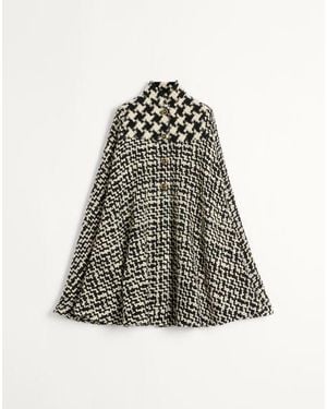 Valentino ジオメトリックツイード ケープ 女性 アイボリー/ブラック - ホワイト