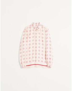 Valentino シルクツイル オプティクールプリント シャツ おとこ バター/レッド - ピンク