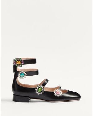 Valentino Garavani プレシューズ ジュエルボタン付き キッドスキン ストラップ バレリーナ 20mm 女性 マルチカラー - ホワイト