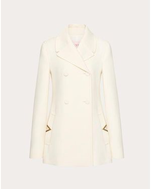 Valentino テクスチャ ダブルクレープ コート 女性 アイボリー - ナチュラル