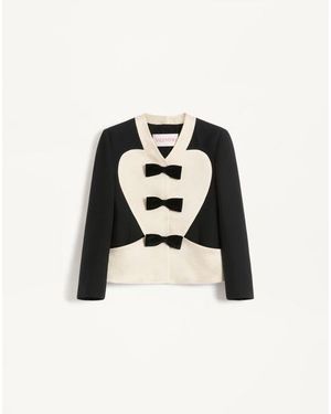 Valentino ボウ クレープクチュール ジャケット 女性 ブラック/ソフトベージュ