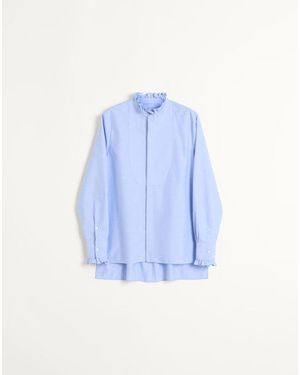 Valentino プラストロンとラッフル付き コットン シャツ おとこ スカイブルー