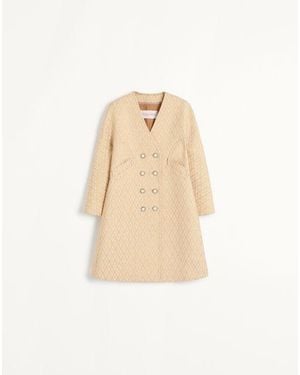 Valentino トゥッタラ V ルレックスジャカード コート 女性 バーチ材/ゴールド - ナチュラル